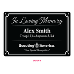 Scouting America Custom Metal Engraved Plate - In Memory Of - Horizontal - Design B
