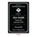 Scouting America Custom Metal Engraved Plate - Dedicated To - Design B