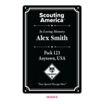 Scouting America Custom Metal Engraved Plate - In Memory Of - Design B