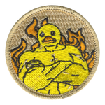 Buff Flaming Ducks Patrol Patch - embroidered 2 in round
