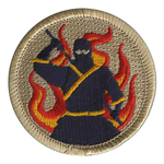 Flaming Ninja Scout Patrol Patch - embroidered 2 inch round