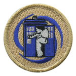 Time Traveling Elephant Scout Patrol Patch - embroidered 2 inch round