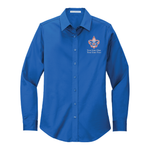 Ladies Long Sleeve Easy Care Shirt with Scouting America logo - Strong Blue