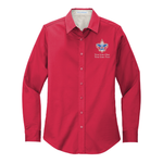 Ladies Long Sleeve Easy Care Shirt with Scouting America logo - Red