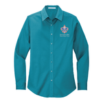 Ladies Long Sleeve Easy Care Shirt with Scouting America logo - Teal Green