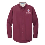 Long Sleeve Easy Care Shirt Men's with Scouting America logo - Burgundy