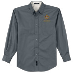 Long Sleeve Easy Care Shirt Men's with Scouting America Logo - Steel Grey/Light Stone
