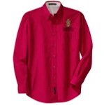 Long Sleeve Easy Care Shirt Men's with Scouting America Sea Scout Logo - Red
