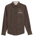 Ladies Long Sleeve Easy Care Shirt with Scouting America Sea Scout Logo - Brown