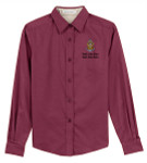 Ladies Long Sleeve Easy Care Shirt with Scouting America Sea Scout Logo - Wine