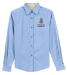 Ladies Long Sleeve Easy Care Shirt with Scouting America Sea Scout Logo - Light Blue