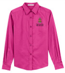 Ladies Long Sleeve Easy Care Shirt with Scouting America Sea Scout Logo - Hot Pink