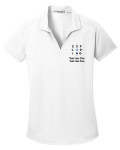 Grid Ladies Wicking Polo with Exploring Logo -White