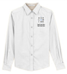Ladies Long Sleeve Easy Care Shirt with Exploring Logo - White
