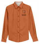 Ladies Long Sleeve Easy Care Shirt with Exploring Logo- Texas Orange