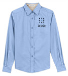 Ladies Long Sleeve Easy Care Shirt with Exploring Logo - Light Blue