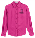 Ladies Long Sleeve Easy Care Shirt with Exploring Logo - Tropical Pink