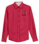 Ladies Long Sleeve Easy Care Shirt with Exploring Logo - Red