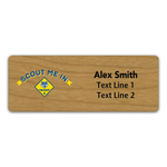 Cub Scout Pack Name Tag with Scout Me In Logo - Cherry Wood