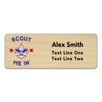 Troop Name Tag with Scout Me In - Scouting America Logo on Light Maple