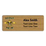 Scouts BSA Troop Name Tag with Scout Me In Logo - Cherry Wood