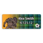 Wood Badge Name Tag with Wood Beaver Critter on Wood Badge Tartan Background and Wood Badge Logo