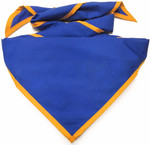 Troop Neckerchief with Scouting America Logo - Laurel Leaf Design - Royal with Gold Trim