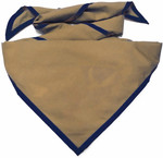Troop Neckerchief with Scouting America Logo - Laurel Leaf Design - Tan with Navy Trim