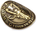 Wood Badge Hiking Stick Medallion of Wood Badge Antelope Critter - Folded Angled Front View 