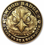 Wood Badge Hiking Stick Medallion of Wood Badge Bobwhite Critter - Flat Front View 