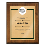 Scouts BSA Camp Plaque with Personal Logo - Dark Wood