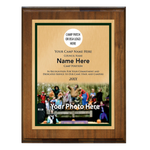 Scouting America Camp Staff Plaque - Bottom Photo Design - Vertical - Dark Wood