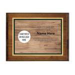 Scouting America Camp Staff Plaque - Wood Grain Design - Horizontal - Dark Wood