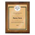 Scouting America Camp Volunteer Plaque - Border Design - Vertical - Dark Wood