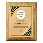 Scouting America Camp Volunteer Plaque - Stripes Design - Vertical - Light Wood