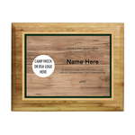 Scouting America Camp Volunteer Plaque - Wood Grain Design - Horizontal - Light Wood