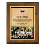 Council Event Coordinator Plaque with Scouting America Logo - Bottom Photo Design - Vertical - Dark Wood