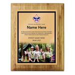 Council Event Coordinator Plaque with Scouting America Logo - Bottom Photo Design - Vertical - Light Wood
