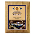 Blue and Gold Banquet Plaque with Cub Scout Scouting AmericaLogo - Bottom Photo Design - Vertical - Light Wood
