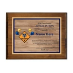 Blue and Gold Banquet Plaque with Cub Scout Scouting America Logo - Wood Grain Design - Horizontal - Dark Wood