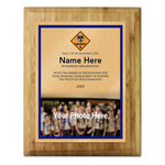 Pack Sponsor Plaque with Cub Scout Scouting America Logo - Bottom Photo Design - Vertical - Light Wood