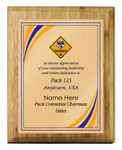 Pack Committee Chairman Plaque with Cub Scout Scouting America Logo - Stripes Design - Vertical - Light Wood