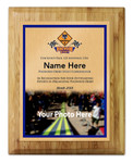 Pinewood Derby Plaque with Cub Scout Scouting America Logo - Bottom Photo Design - Vertical - Light Wood