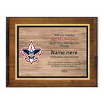 Scouts BSA Troop Plaque with BSA Logo - Walnut Wood