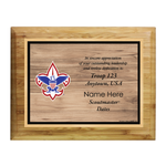 Scouts BSA Troop Plaque with BSA Logo - Bamboo Wood