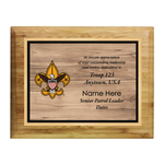 Scouts BSA Troop Plaque with BSA Logo - Bamboo Wood