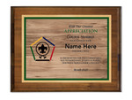 Wood Badge Plaque with Wood Badge Logo - Dark Wood 