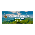 Scouts BSA Troop Vinyl Banner - Mountain Scene (28" Tall x 96" wide Banner with pole pocket)