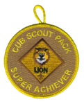 Cub Scout Pack Super achiever Patch with lion Rank