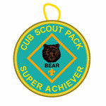 Cub Scout Pack Super achiever Patch with Bear Rank